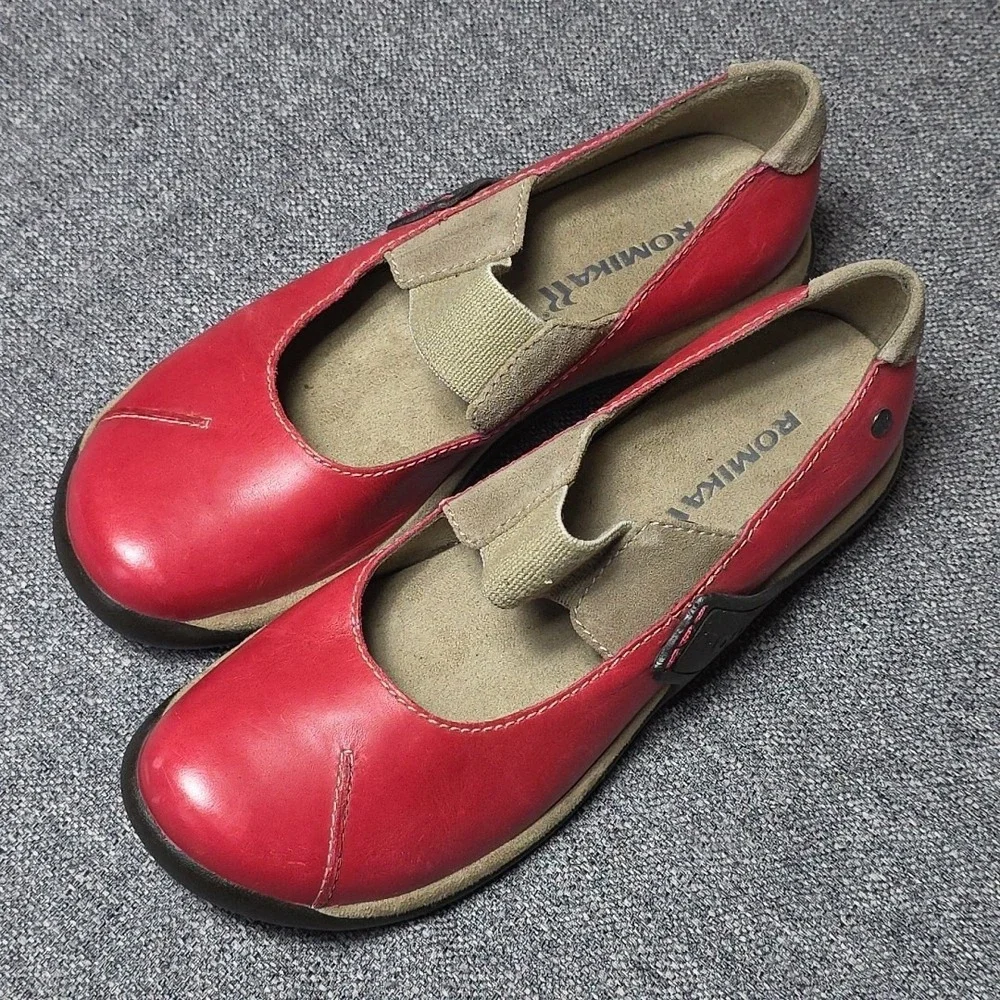 ROMIKA Women Milla 73 Casual Slip On Mary Jane Leather Shoes Red Size US 8 EU 39